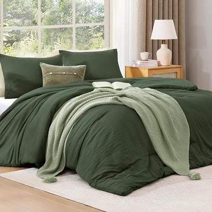 WRENSONGE Full Size Comforter Sets - 3 Pieces Deep Forest Comforter Prewashed Soft Lightweight for All Seasons, Fluffy Down Alternative Comforter Full Size with 2 Pillow Shams