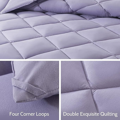 Decroom Lightweight King Comforter Set with 2 Pillow Sham - 3 Pieces Set - Quilted Down Alternative Comforter/Duvet Insert for All Season - Lavender - King Size