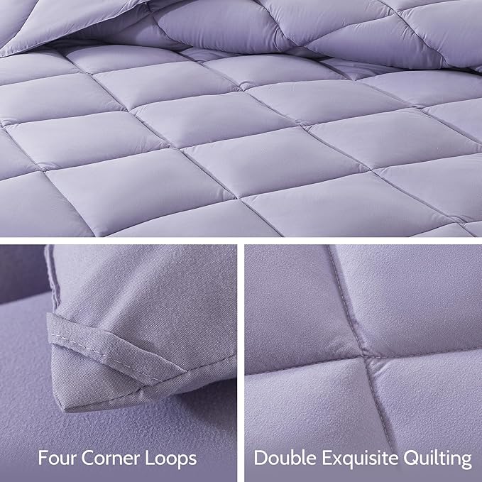 Decroom Lightweight Twin Comforter Set with 1 Pillow Sham - 2 Pieces Set - Quilted Down Alternative Comforter/Duvet Insert for All Season - Lavender - Twin/Twin XL Size