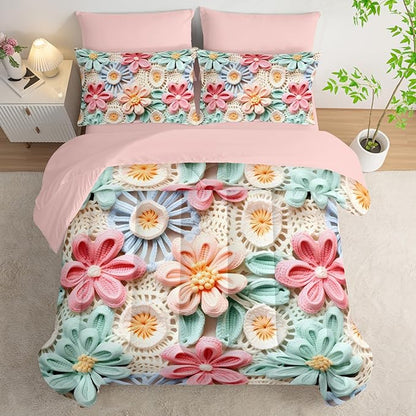 7 Piece Colorful Floral Comforter Set King Size，King Size Teen Girl Floral Bedding Set，(1 Comforter, 1 Flat Sheet, 1 Fitted Sheet, 2 Pillowcase and 2 Pillow Sham)