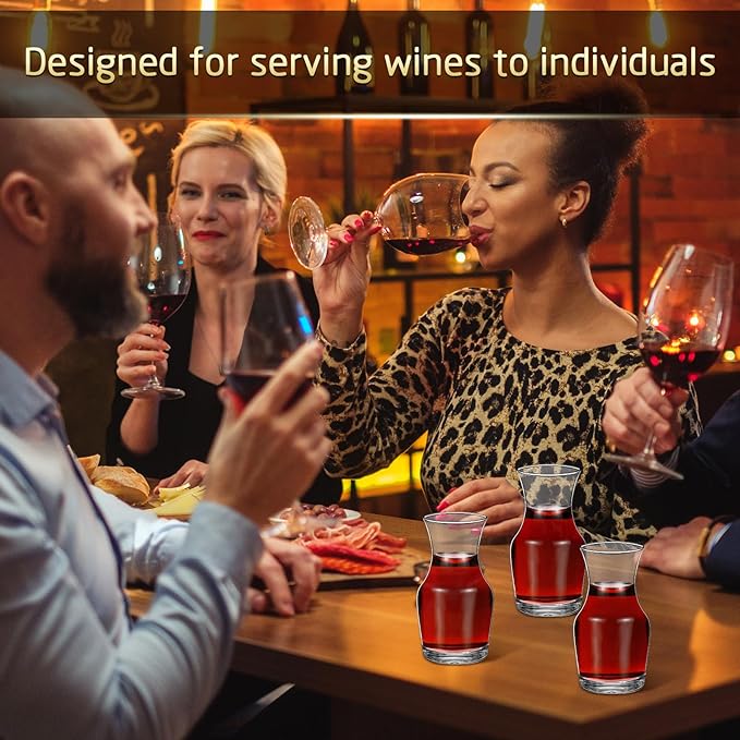 42 Pack Single Serving Wine Carafe Glass Small Mini Carafe Individual Wine Refill Decanter for Dinner Parties Tastings Bars Restaurants (6.5 oz)