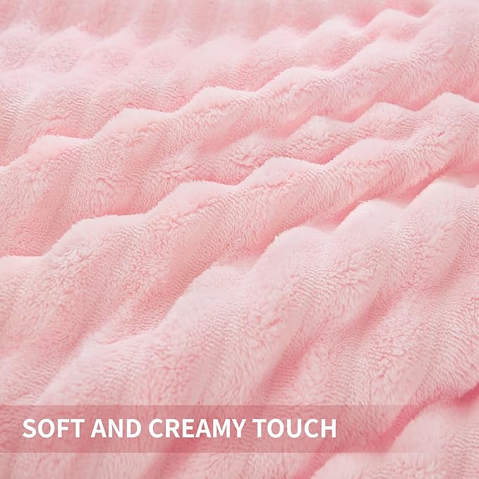 Andency Fleece Full Comforter Set, 3 Pieces Pink Comforter Set for Full Size Bed, Soft Warm Fluffy Fuzzy Bedding Set for Winter (1 Comforter & 2 Pillowcases)