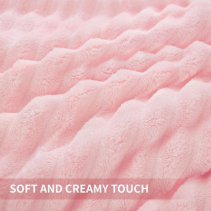 Andency Fleece Full Comforter Set, 3 Pieces Pink Comforter Set for Full Size Bed, Soft Warm Fluffy Fuzzy Bedding Set for Winter (1 Comforter & 2 Pillowcases)