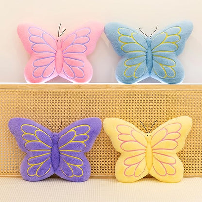 PEACH CAT Butterfly Pillow Decorative Butterfly Shaped Throw Pillows 16" x 12" Soft Plush Cushion Decor for Bedroom Living Room Couch Sofa Blue