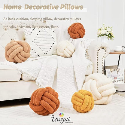 Uvvyui Knot Pillow Ball, Soft Home Decorative Pillows, Round Throw Pillow, Handmade Knotted Plush Pillow, Round Boucle Pillow Cushion (11 Inches Dusty Purple)