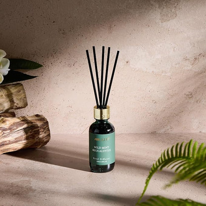 Airkeep Reed Diffuser Set, 3.38 fl oz (100 ml) - Wild Mint&Eucalyptus Oil Diffusers with 8 Reed Sticks, Home Fragrance Reed Diffuser for Bathroom Shelf Decor