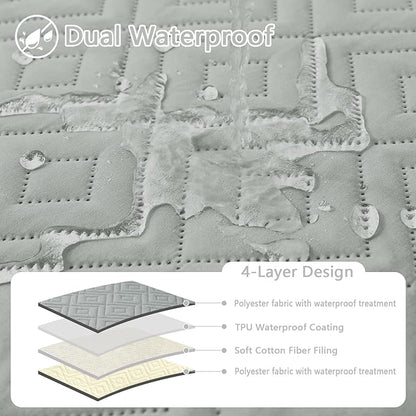 hyha Waterproof Dog Blanket, Soft Dog Bed Cover Pet Blankets, Waterproof Sofa Couch Cover for Dogs Washable, Reversible Pet Couch Covers for Sofa Furniture (30x70 Inch, Grey/Beige)