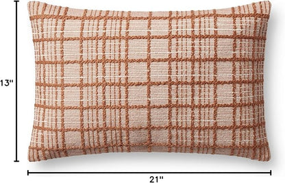 Loloi Magnolia Home by Joanna Gaines Liv Collection PMH0064 Rust 13'' x 21'' Cover w/Down Pillow