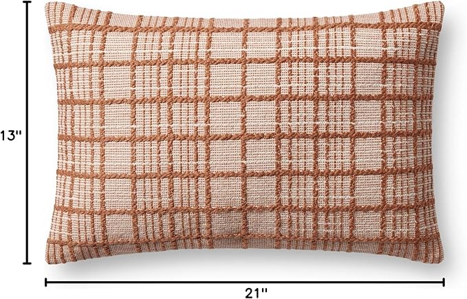 Loloi Magnolia Home by Joanna Gaines Liv Collection PMH0064 Rust 13'' x 21'' Cover w/Poly Pillow