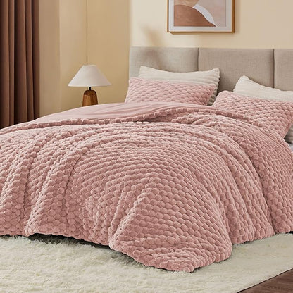 BEDELITE Fluffy Twin Comforter Set - Dusty Pink Fleece Soft Comforter for Twin Size Bed, Luxury Warm Bedding Set for Winter, Fuzzy Bed Set 2 Pieces (1 Comforter, 1 Pillowcase)