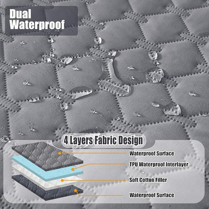 Smiry Waterproof Dog Bed Cover Blanket, Soft Reversible Pet Blanket, Washable Leakproof Cats Dogs Couch Cover for Sofa, Couch, Furniture (82x82 Inch, Grey/Dark Grey)