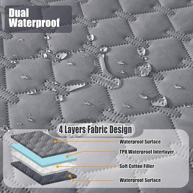 Smiry Waterproof Dog Bed Cover Blanket, Soft Reversible Pet Blanket, Washable Leakproof Cats Dogs Couch Cover for Sofa, Couch, Furniture (30x53 Inch, Grey/Dark Grey)