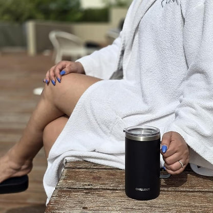 CHILLOUT LIFE Stainless Steel Vacuum Insulated Coffee Mug 20 oz (Set of 2) with Handle and Lid, Large Thermal Camping Coffee Mugs with Sliding Lid for Men & Women, Keeps Your Beverages Hot & Cold