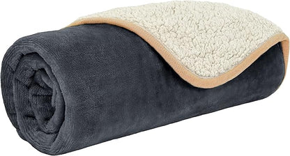PetAmi Waterproof Dog Blanket for Small Medium Dogs, Pee Proof Pet Blanket for Couch Bed, Reversible, Soft Fleece, Washable, 24x32 Gray/Beige