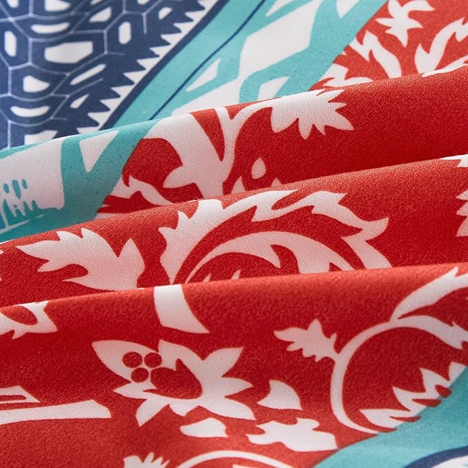 Chezmoi Collection Amara 3-Piece Boho Stripe Queen Comforter Set - Floral Colorful Bohemian Printed Microfiber Lightweight Bedding Set