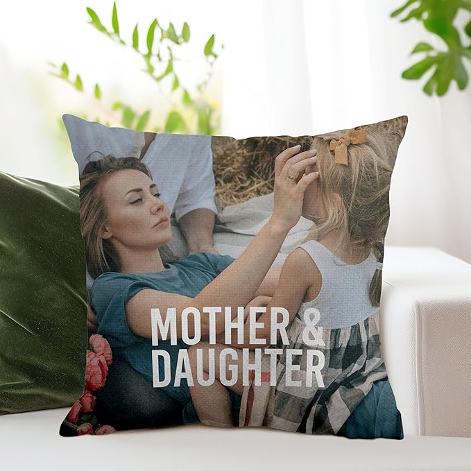 FrameStory Custom Personalized Pillow with Photos and Text, Fully Customizable with Your Pictures and Message, Home Decor Pillow with Case, Cover; 16" x 16", 1-Sided Printing, Printed in The USA