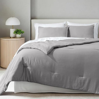 Bare Home Comforter Set - Twin/Twin Extra Long - Ultra-Soft - Goose Down Alternative - Premium 1800 Series - All Season Warmth Comforter (Twin/Twin XL, Light Grey)