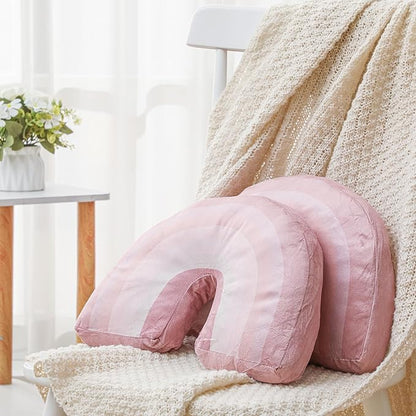 Chunful Rainbow Pillow for Girls Kids 13.8 x 8.7 x 4 Inch Plush Cute Rainbow Throw Pillow Arch Shaped Cushion Stuffed Decoration for Bed Chair Room Home Decor Easter Day(Dark Pastel,2 Pcs)
