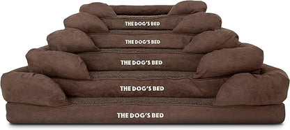 The Dog’s Bed Orthopedic Memory Foam Dog Bed with Bolsters,Plush Fabric, Brown Plush, S