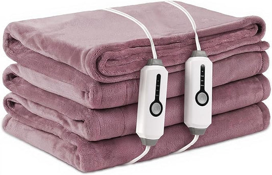 Electric Heated Blanket King Size 90"×100", Comfortable & Luxurious Flannel, 4 Heating Levels & 10 H Auto Shut Off, Purple
