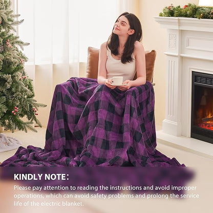 Homemate Electric Blanket Heated Throw - 50“x60“ Ultra Soft Cozy Flannel Heating Blanket with 10 Fast Heat Levels 8 Hours Auto Off Over-Heated Protection ETL Certification Keep Warm in Home Office