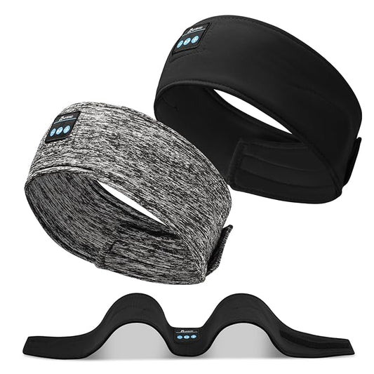 2-Pack Adjustable Headband Headphones, Sleeping Headphones, Bluetooth Headband with Thin Speakers Mic for Men Women, Yoga, Running, Workout, Travel