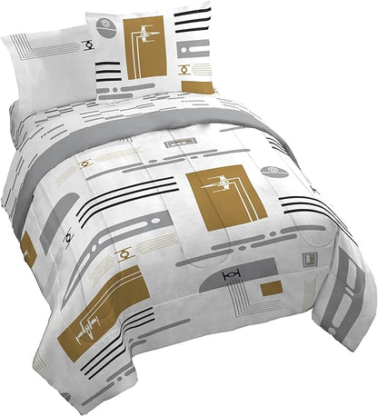 Jay Franco Comforter Set Includes Sheets and Pillow Covers - Soft and Cozy Bed Set for Stylish Room Decor, White - Star Wars, 7 Piece King Bedding