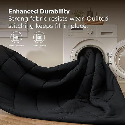Bedsure 7 Pieces Full Comforter Set Premium Series, Hotel Luxury Soft Bed in a Bag, Goose Down Alternative, Safe for Sensitive Skin Bedding Comforter All Season Medium Warmth, Black Full Size