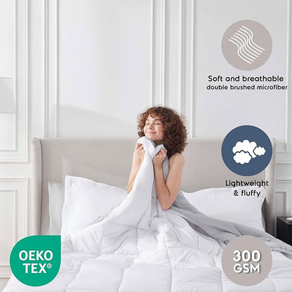 Nestl 7 Piece Full Comforter Set – White Reversible Bed in a Bag – Complete Full Size Bedding Set with Sheets, Pillowcases and Shams