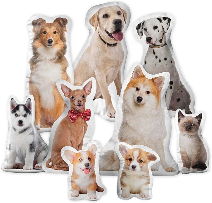 Easycosy Custom Photo Pillow, Personalized Pet Pillow Shaped Like Your Dog Cat, Customized Stuffed Animal Picture Pillowcase, Birthday Funny Gag Gifts for Her Him Pet Lovers(20 Inch)
