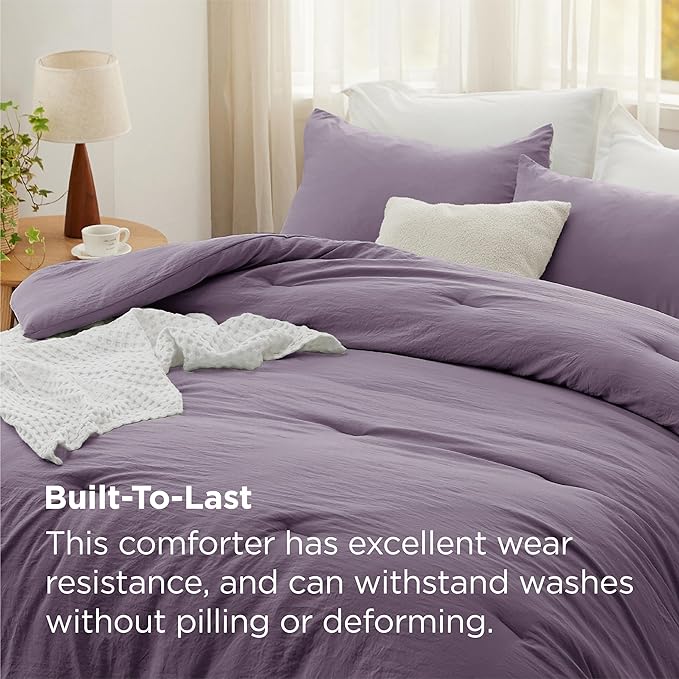 Bedsure Super King Comforter Set, Grayish Purple Soft Prewashed Bedding for All Seasons, 3 Pieces GentleSoft™ Bed Set, 1 Lightweight Comforter (120"x120") and 2 Pillowcases (20"x36")
