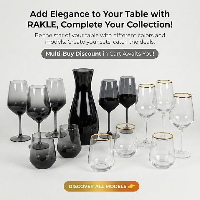 RAKLE Bedside Water Carafe & Glass Cup Set, 700cc 24oz Nightstand Decanter for Bedroom Kitchen Office, Glass Carafe Set for Home, Smoke Black Gradient