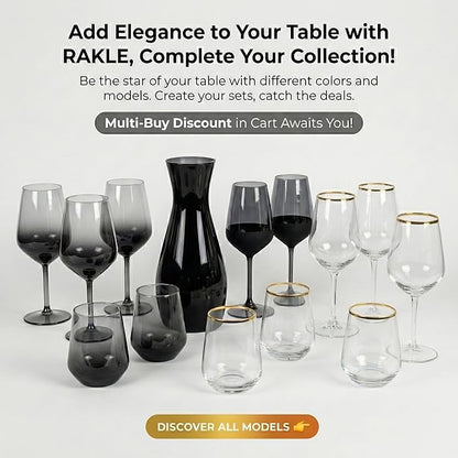 RAKLE Bedside Water Carafe & Glass Cup Set, 700cc 24oz Nightstand Decanter for Bedroom Kitchen Office, Glass Carafe Set for Home, Smoke Black Gradient