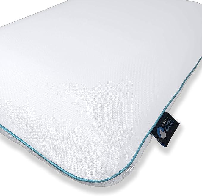 Bluewave Bedding Hyper Slim Max Cool CarbonBlue Gel Memory Foam Pillow for Stomach and Back Sleepers - Thin, Flat Design with Advanced Cooling (2.25-Inch Height, Standard Size)