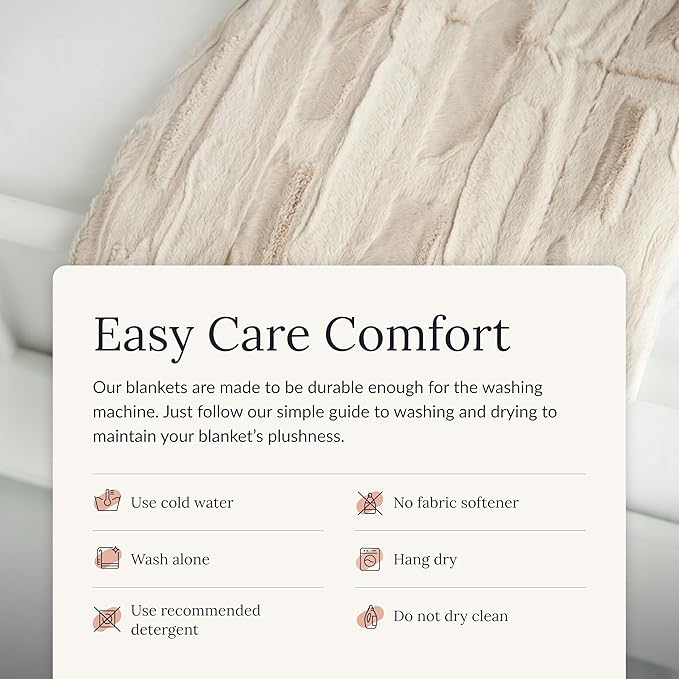 Minky Couture Sorbet Blanket - Ultra-Soft Throw for Silky Smooth Comfort - Premium Decorative Throw - Midweight, Breathable Fabric - Machine Washable Adult, Almond Croissant