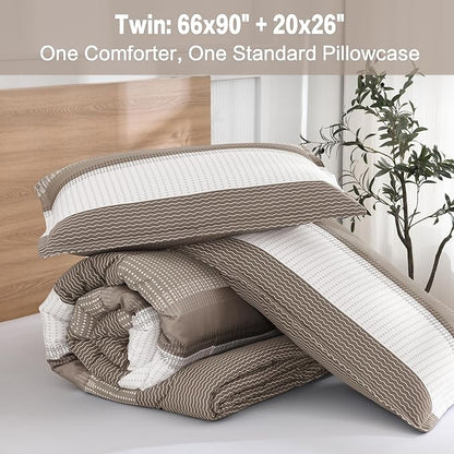Litanika Comforter Set Twin/Twin XL Hazel - 2 Pieces Lightweight Colorblock Stripe Fluffy Bedding Comforter Sets, All Season Bed Set