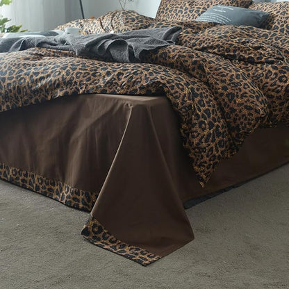 mixinni Leopard Print Comforter Set Twin XL-3 Pieces Animal Cheetah Printed Comforter Sexy Soft Fluffy Brown/Black Floral Print Bedding Set with 2 Pillowcases for All Season-Twin XL Size