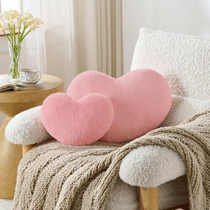 2PCS Throw Pillows Heart Pillow Home Decor Decorative Couch Pillows Bed Pillows Outdoor Pillows,Pink 13"*19"