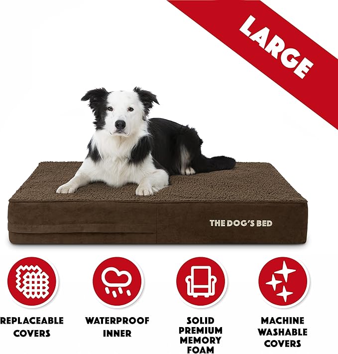 The Dog’s Bed Orthopedic Memory Foam Dog Bed Mattress, Plush Fabric, Brown Plush, L, 6-Inch