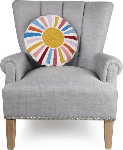 Rainbow Sun Wool Hook Inspirational Pillow by The Pillow Shoppe