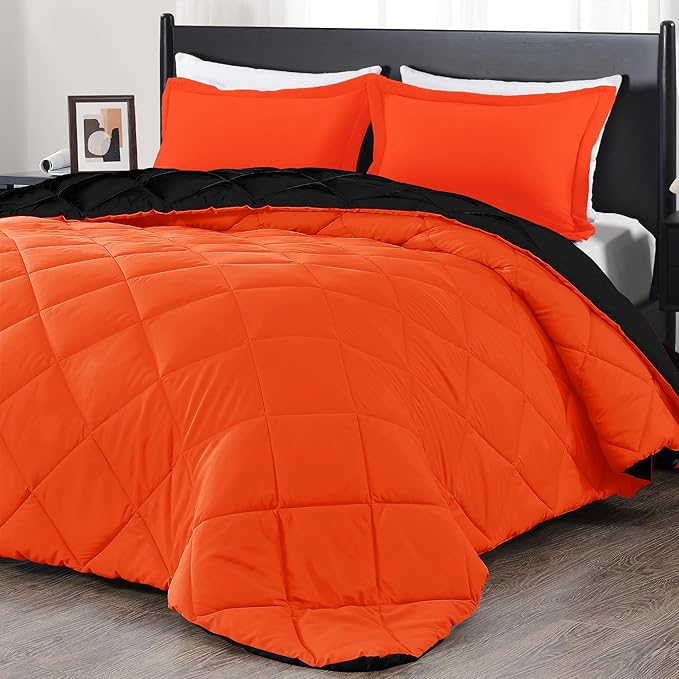 downluxe Queen Comforter Set - Flame and Black Queen Comforter, Soft Bedding Sets for All Seasons -2 Pieces - 1 Comforter (88"x92") and 1 Pillow Sham(20"x26")