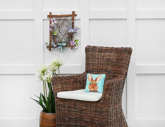 C&F Home Clover Crown Wreath Easter Bunny Rabbit Cotton Blend Small Petite Mini Printed Accent Pillow 8" x 8" Spring Springtime Home Living Room Sofa Couch Chair Bed Bedroom Decor Decoration 8" x 8"