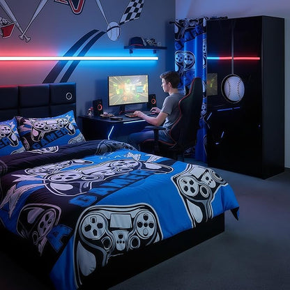 Erosebridal Twin Comforter Set for Boys Girls Kids, Gamer Comforter Set for Boys Teens, Gaming Console Bedding Decor Blue Black 2Pcs