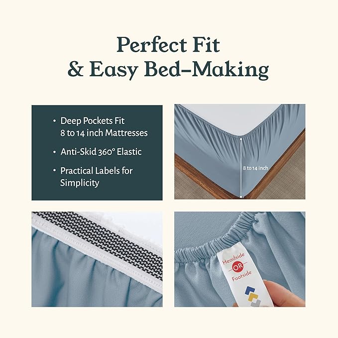 California Design Den 2-Pack XL Twin Sheets Set - 100% Organic Cotton Bed Sheets Twin XL Size, Crisp Percale Feel, Deep Pockets, Lightweight Bedding Set - Blue Hydrangea