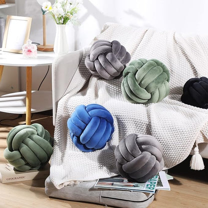 Namalu 2 Pcs Soft Knot Pillow Ball, Decorative Round Throw Knotted Pillows Cushion, Handmade Stuffed Ball Pillows for Winter Bedroom Sofa Couch Home Decor(10.6 Inches,Dark Gray)