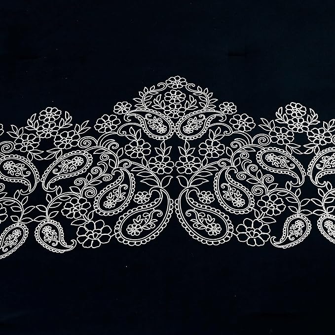 Chezmoi Collection Linz 7-Piece Black/White Paisley Floral Scroll Embroidered Comforter Set, Queen
