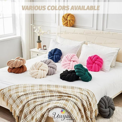 Uvvyui Knot Pillows, 14 Inch Decorative Throw Pillows Round Pillows Cushion, Soft Handmade Knotted Ball Pillow Plush Cushion Home Decor for Bed Couch Living Room (Sage Green, 14 Inch)