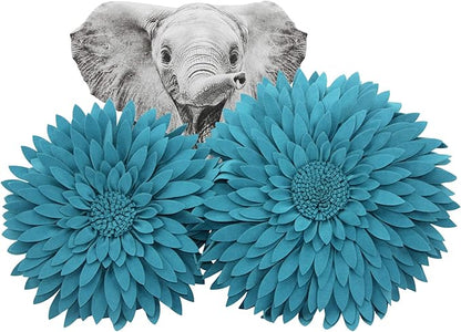 3D Daisy & Sunflower Decorative Pillow - 14.5 x 13 inch Round - Teal Flower-Shaped (Case + Insert)