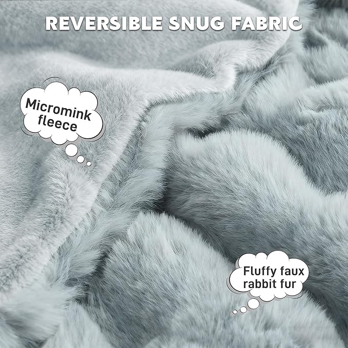 Waterproof Dog Blanket for Sofa Bed Couch, Couch Cover Blanket Fluffy Faux Rabbit Fur Reversible Furniture Protection, Pet Blanket for Medium Large Dogs Cats