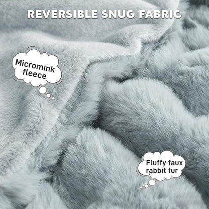 Waterproof Dog Blanket for Sofa Bed Couch, Couch Cover Blanket Fluffy Faux Rabbit Fur Reversible Furniture Protection, Pet Blanket for Medium Large Dogs Cats